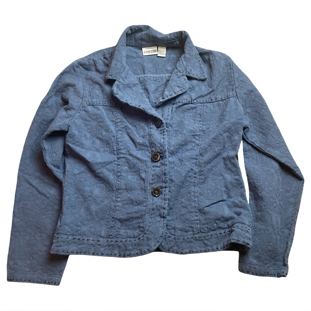 Vintage Chicos Blue Floral Jacket / Top Size S